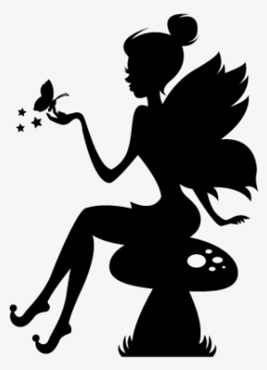 Tinker Bell Lady Fairy Silhouette - Fairy Mushroom Silhouette #1076913