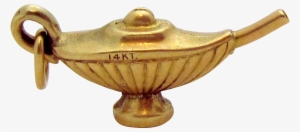 Vintage 14k Gold 3d Magical Genie Lamp Charm 1930s - Brass #1078162