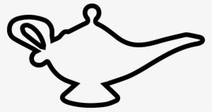 Genie Jinn Drawing Line Art Clip Art - Black And White Genie Lamp #1078409