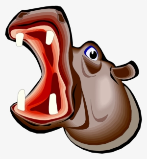 Hippopotamus Clipart Girl Hippo - Hippo Open Mouth Cartoon #1078734