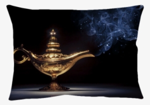Magic Aladdin's Genie Lamp On Black With Smoke Pillow - Aladdin Disney Live Action Movie Poster #1078794