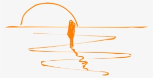 Clipart Of A Sketched Cow In A Pasture With A Farmhouse - Sunset Clip Art #1080600