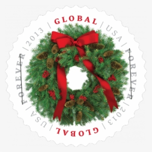 Evergreen Wreath Stamp - Forever International Rate Stamp #1081499