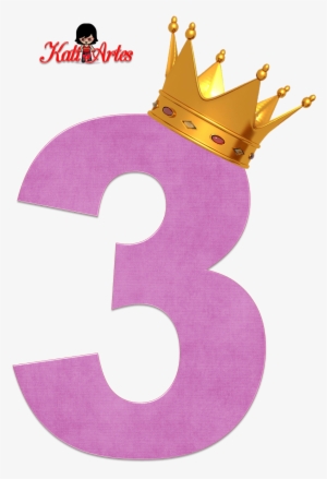 Alfabetos De Números Violeta Claro Con Coronas - Numero 3 Con Corona #1081856