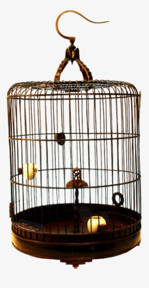 A Large Bamboo Bird Cage With Simply Carved Base Item - Birdcage #1082617