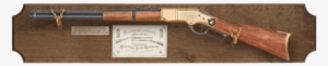 1866 Winchester Golden Boy Dark Wood Display Plaque - Winchester Rifle #1082923