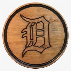 Old English D 24" Round 1" Thick Pine - Detroit Tigers #1082940