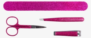 Pink Glitter Manicure Set Of Nail File, Tweezer, Pair - Manicure #1085388
