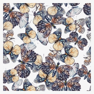 Hand Painted Vintage Butterfly Background Pattern Png - Portable Network Graphics #1086310