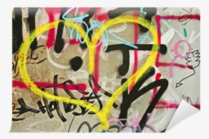 Graffiti Di Un Cuore Giallo In Francia Wall Mural #1087465