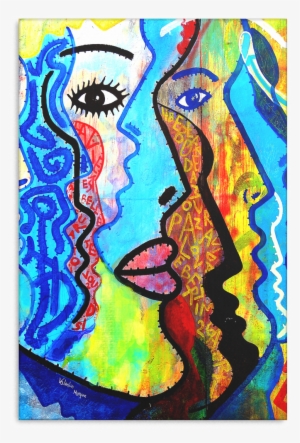 Faces Of Graffiti Colorful Art Design Canvas Wall Art #1087541