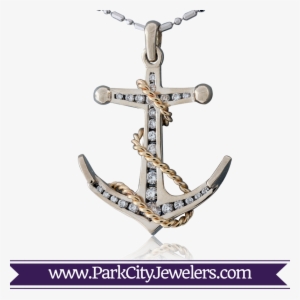 Diamond Anchor And Golden Rope Necklace - Snowflake Necklace Gold Diamond #1087719