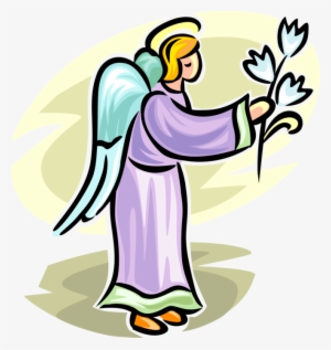 Vector Illustration Of Angelic Spiritual Winged Angel - Easter Lily #1088276