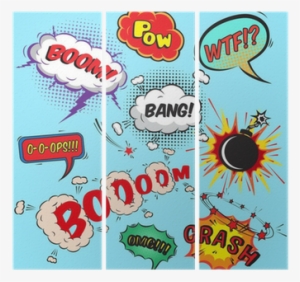 Comic Speech Bubbles Design Elements Collection Triptych - Comic Pop Wall Mural #1089249