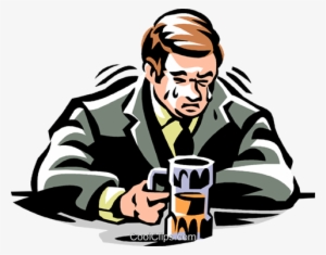 Man Crying In His Beer Royalty Free Vector Clip Art - Man Crying In His Beer #1089964