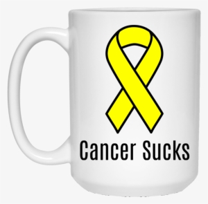 Cancer Sucks Yellow Ribbon Cancer Awareness 15 Oz #1090082 Cancer Sucks Yellow Ribbon Cancer Awareness 15 Oz #1090082