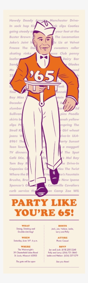 Party Like You're 65 Birthday Party Invitation #1090201