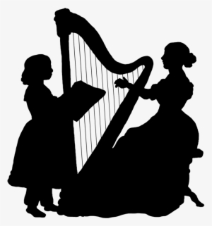 Woman Playing The Harp Silhouette - Lady Playing Harp Silhouette #1090728