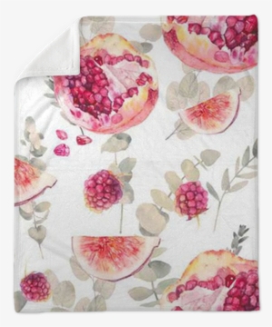 Watercolor Exotic Fruits Seamless Pattern With Eucalyptus - Food Wallpaper Seamless Tile #1090887