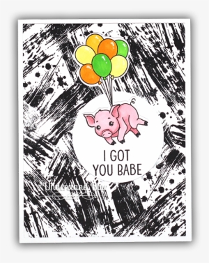 Flying Pig Card By Understand Blue - Hero Arts Cling Stamps 4.5"x5.75" - Brushstroke Bold #1092259 Flying Pig Card By Understand Blue - Hero Arts Cling Stamps 4.5"x5.75" - Brushstroke Bold #1092259