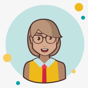Short Hair Business Lady With Glasses Icon - Cartoon #1092654