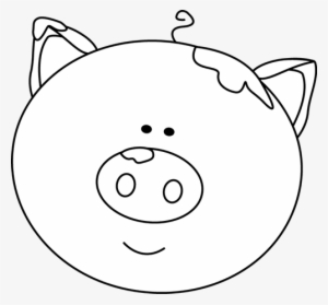 Pig Clipart Pig Head - Pig Head Clip Art Black And White #1092718