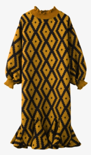 Over-sized Patterned Sweater Dress With Peter Pan Collar - David Trubridge #1095565