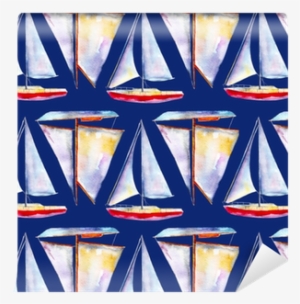 Watercolor Seamless Pattern With Sailboats, Bright - Watercolor Painting #110042