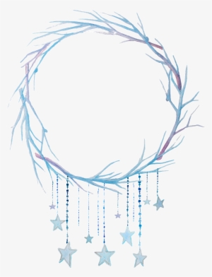 Beautiful Hand Painted Watercolor Wreath Flower Greeting - Watercolor Wreath Blue #112468