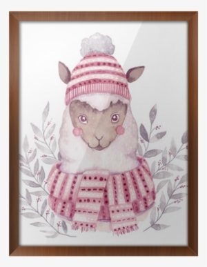 Watercolor Vector Alpaca Illustration - Christmas Watercolor Image Illustration #113987