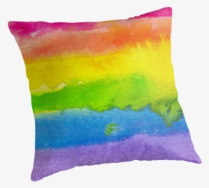 Watercolor Gay Pride Flag By Sadiesavesit - Cushion #115001