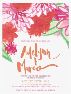 Pink Wedding Invitations, Floral Wedding Invitations, - Barberton Daisy #115277