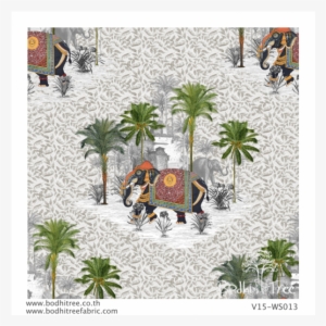 Royal Elephant Pattern With Palm Trees Wallpaper & - Grey #115814
