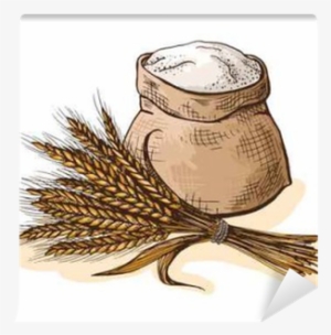 Watercolor Sack With Whole Flour And Ear Wheat In Graphic - Flour Icon Watercolor #116483