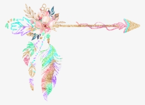 Feather Boho Bohemian Sticker Watercolor Bohofeathers - Arow Flower Png #117599