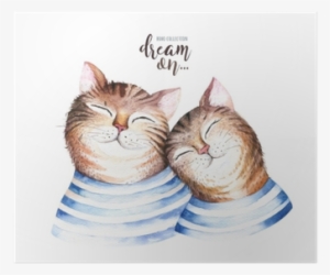 Watercolor Cute Isolated Cat Ilustration - Kartun Romantis #119451