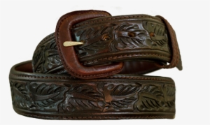 Vendor-unknown Belts Saddle Brown Skived Leaf Pattern #1100230