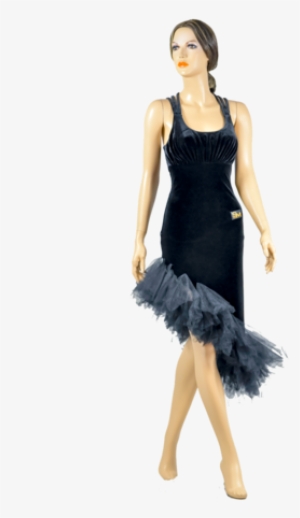 Asymmetric Mesh Cross Latin & Rhythm Dress - Dress #1100308