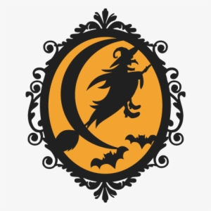 Halloween Witch Frame Svg Scrapbook Cut File Cute Clipart - Cute Witch Silhouette Transparent #1100702