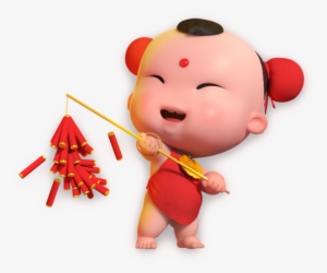 Cartoon Fuwa Put Firecracker Ornamental - Chinese New Year #1102147