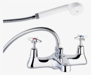 Objects Bathroom Interior - Deva 186x Chrome Two Cross Handle Deck Mount Bath Shower #1103452