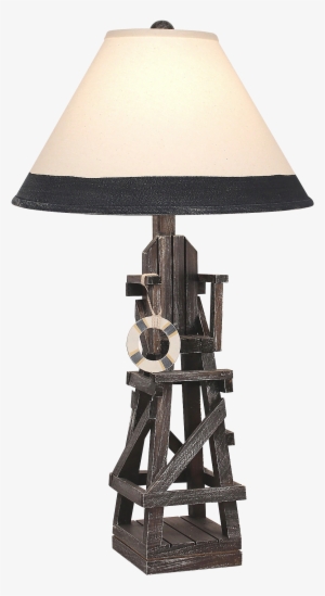 Weathered Walnut Life Guard Chair W/ Life Preserver - Electric Light #1105371