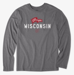 Men's Wisconsin Pennant Long Sleeve Cool Tee - T-shirt #1105975