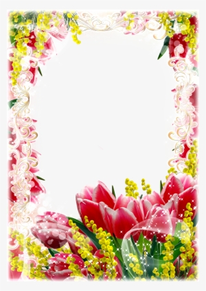 Red Yellow Flower Frame Png - Flowers Frames Png Hd #1106418