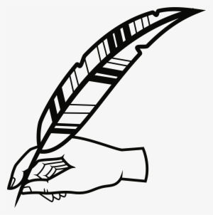 Hand With Quill Pen Vector Black And White - Quill Clipart #1107056