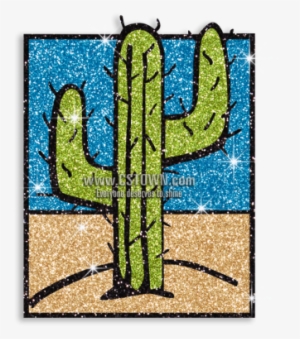 Cute Cactus Under The Blue Sky Customized Glitter Popular - Floral Design #1107108