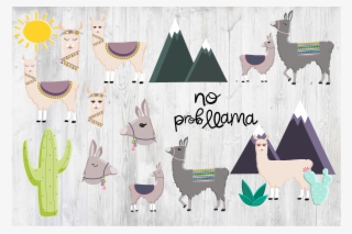 Llama Clipart Png Baby Nursery Art No Prob Llama Cactus - Illustration #1107350