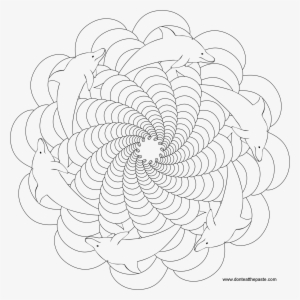 Drawn Dolphines Flower - Dolphin Mandala Coloring Pages #1110924