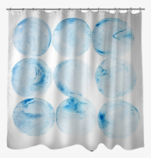 Abstract Watercolor Aquarelle Hand Draw Circle Blue - Curtain #1111089
