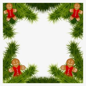 Christmas Pine Frame With Gingerbread Ornaments Png - Stock Illustration #1111267